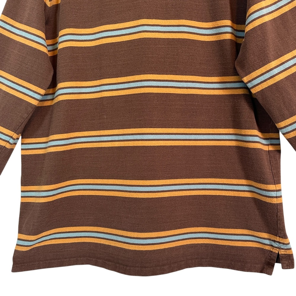 LL Bean Rugby Shirt Traditional Fit Striped Cotton Brown XL-TALL Gorpcore Prep - Picture 12 of 13